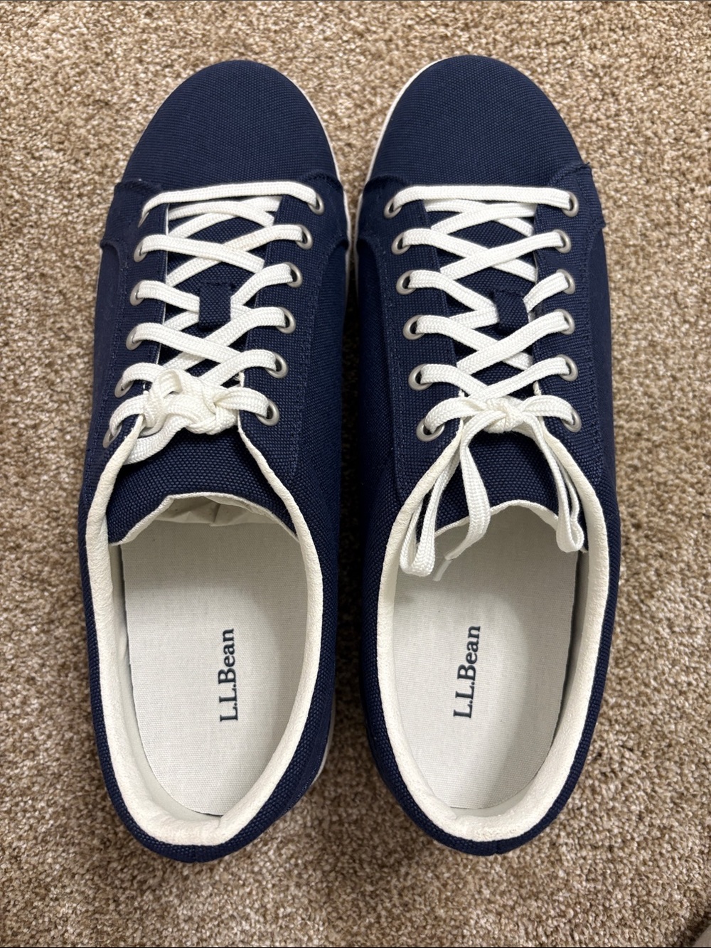 L.L. Bean Men’s Navy Canvas Sneakers with White Accents
